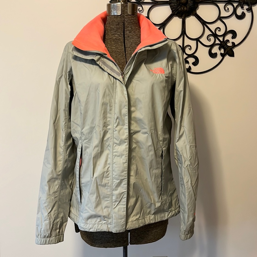 The North Face HyVent windbreaker/shell jacket, light grey/coral pink, Women's L